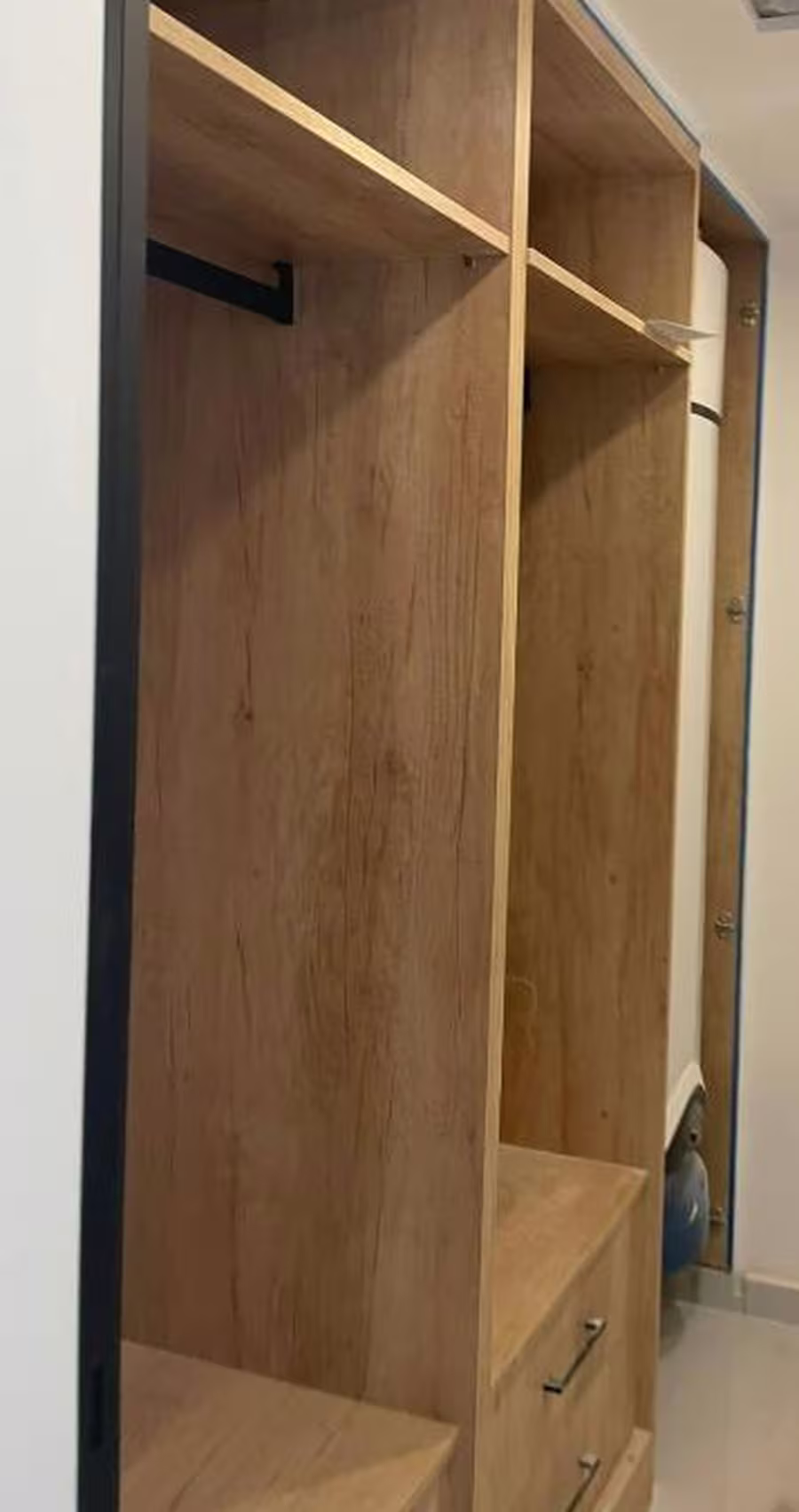 Open oak wardrobe